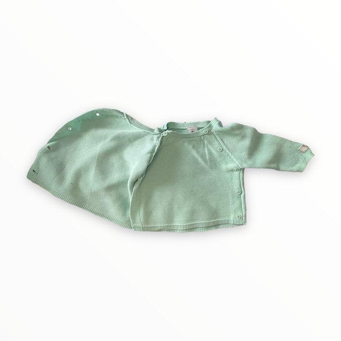 Cardigan menthe Petit Bateau 6 mois TBE (14€) - photo numéro 3