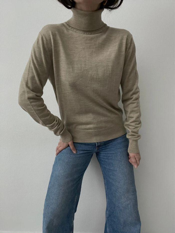 Pull col roulé ajusté beige - photo numéro 14