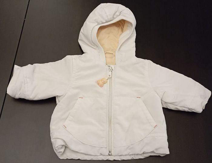 Manteau imperméable blanc crème et abricot - Premaman - 3 mois - photo numéro 2