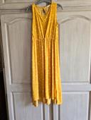 Robe longue jaune à pois blanc camaïeu taille M