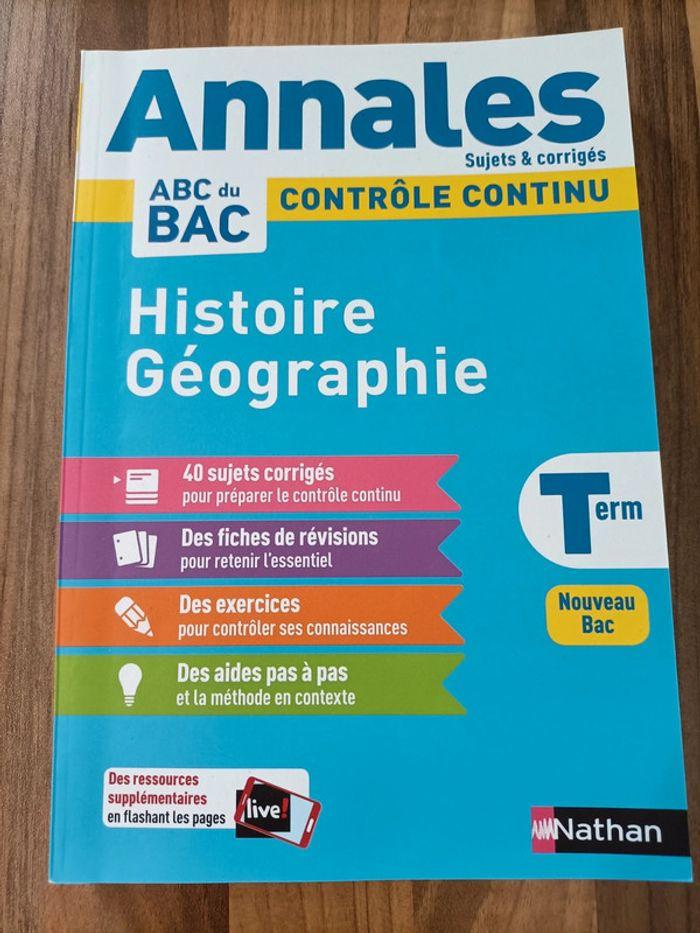 Livre neuf annale histoire géographie bac général - photo numéro 1