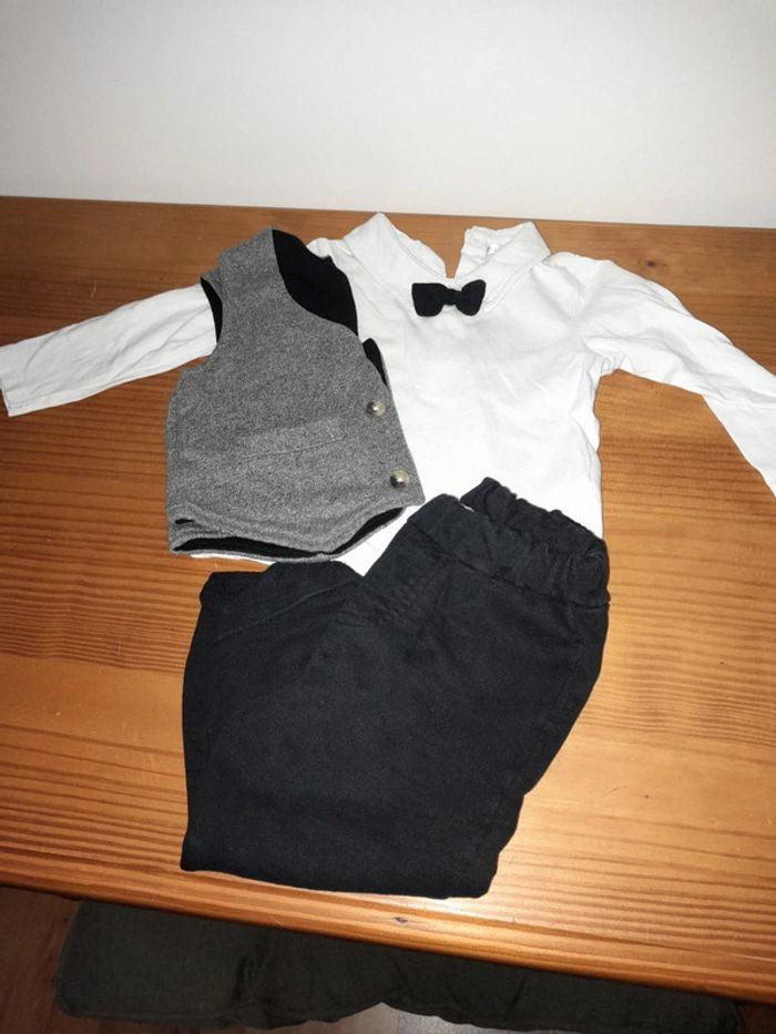 ensemble 3 pièces tee shirt pantalon et gilet 18mois Mes Petits Cailloux - photo numéro 1