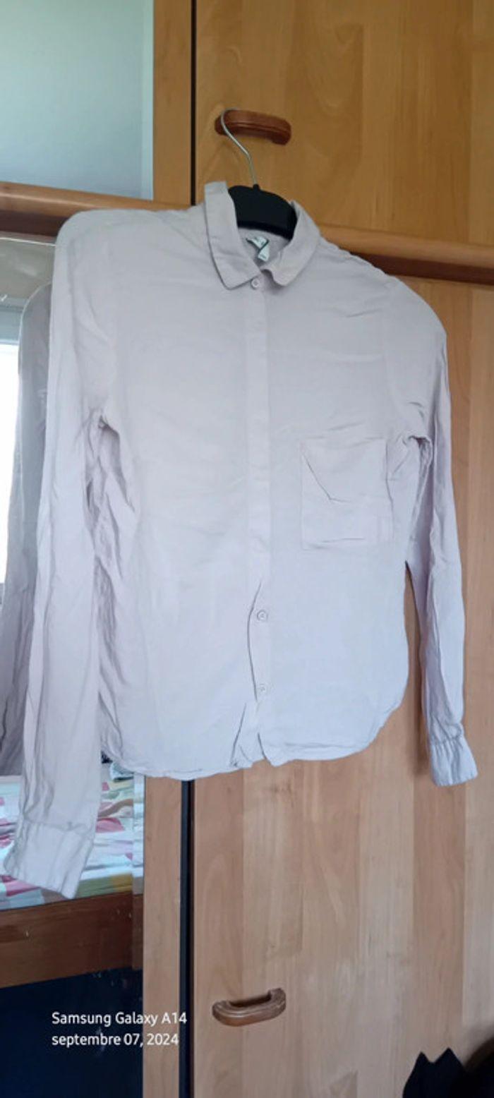 Chemise en viscose boutonnage au dos rose femme xs bershka xs - photo numéro 9