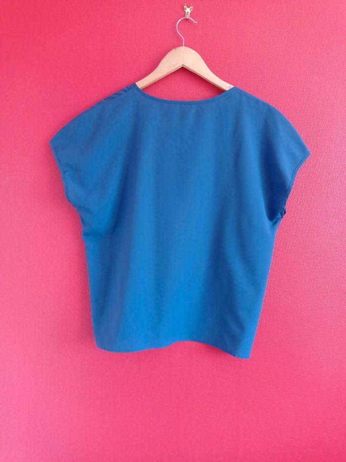 Blouse taille 44 bleue col rond - photo numéro 5