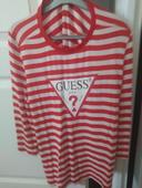 Pull Guess femme rouge et blanc rayé taille 36