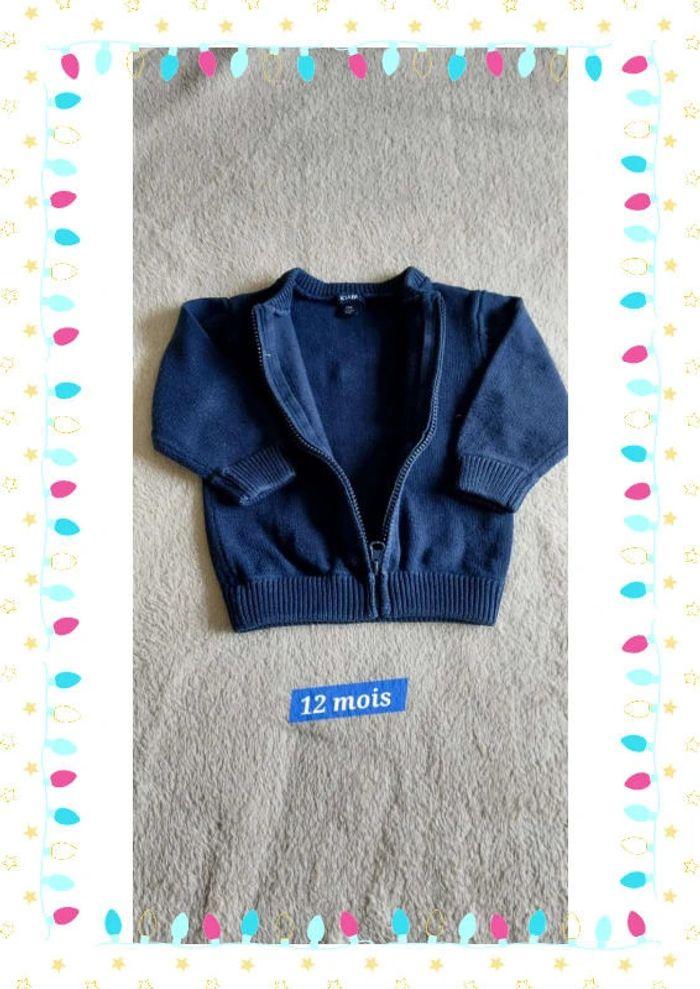 Gilet zippé col rond bébé garçon 12 mois - photo numéro 2