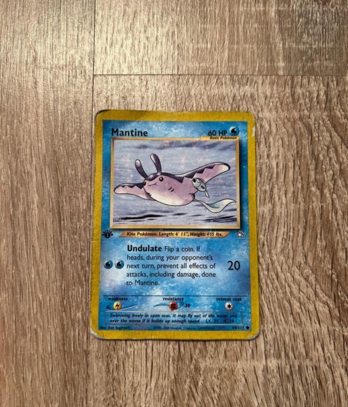 Carte Pokémon anglaise Mantine ( Démanta ), 1995-2000, 1st Edition, 64/111 - photo numéro 1