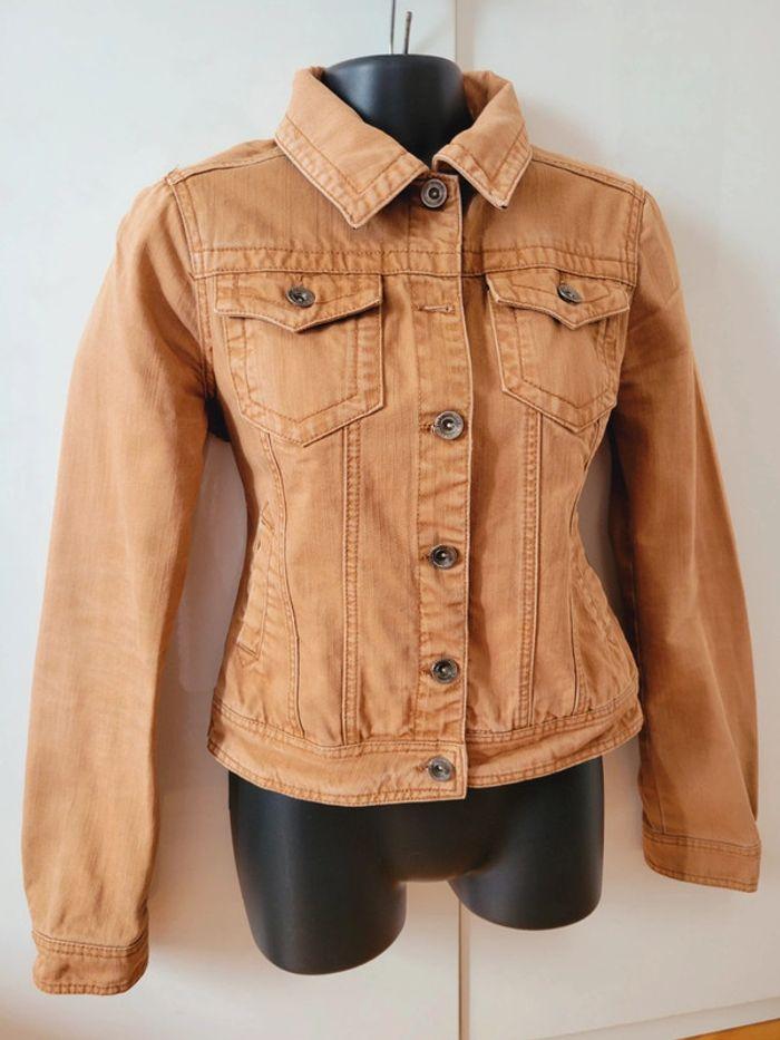 Veste jeans marron camel taille S 36 Stradivarius - photo numéro 2