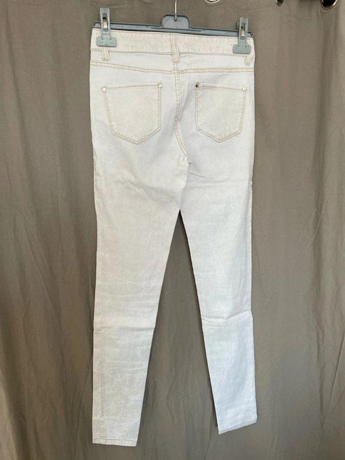 Pantalon extensible taille haute coupe skinny beige doré Morgan taille 34 - photo numéro 4