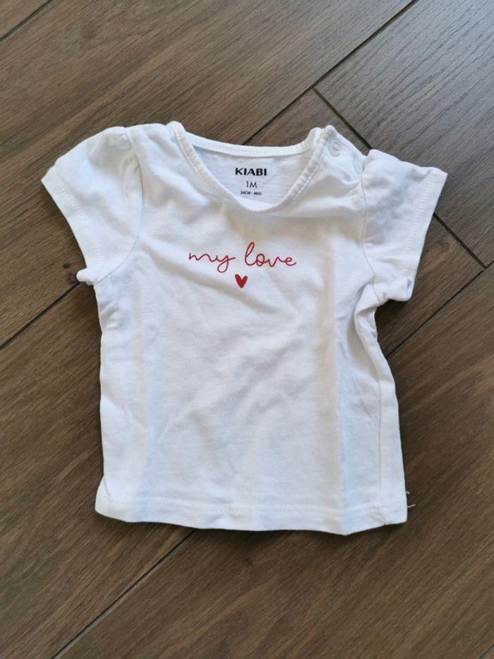 Lot 2 bodies/1 t-shirt - bébé fille-1mois/54cm. - photo numéro 5