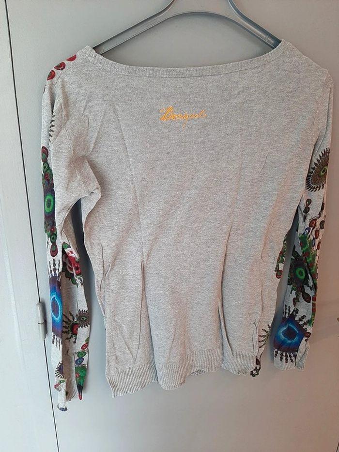 pull col V Desigual multicolore taille L - photo numéro 2