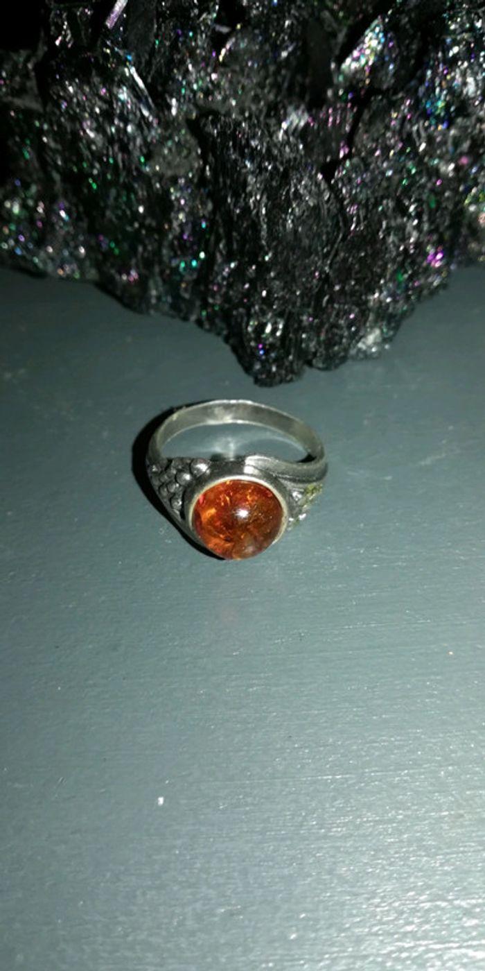 Bague argent et ambre - photo numéro 2