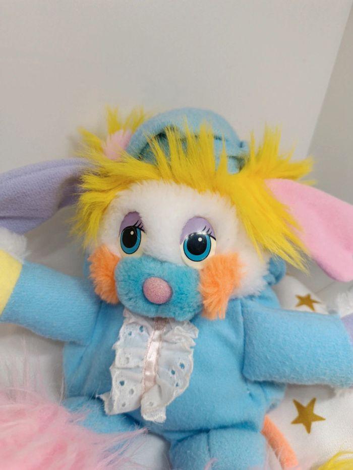 1986 Peluche doudou popples vintage pyjama mini petit bleu jaune rose puffball mattel pom - photo numéro 2