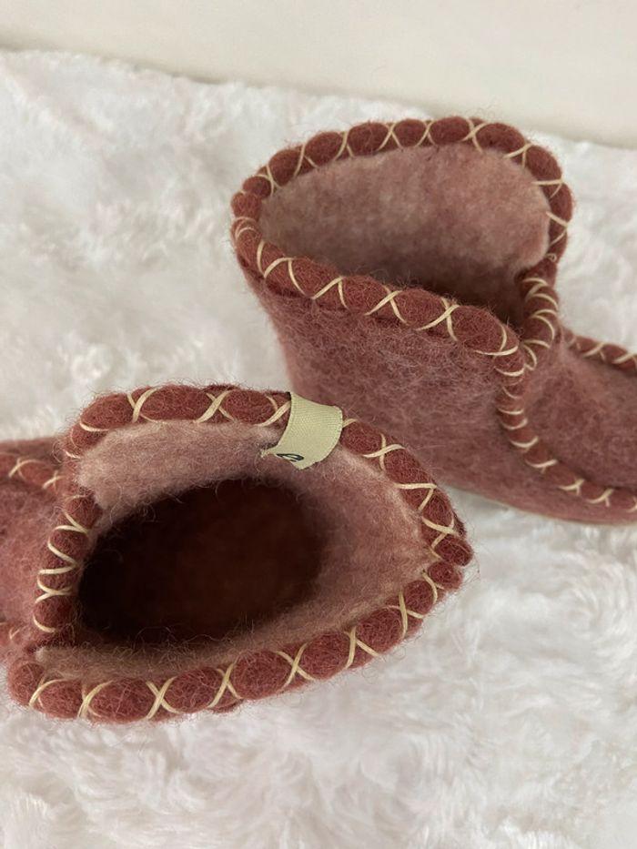 Pantoufles Chaussons fille rose Egos en taille 22 Feutrine et cuir neuves - photo numéro 3