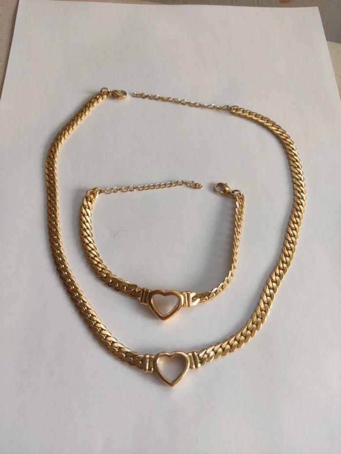 Ensemble de collier et bracelet avec pendentif coeur - photo numéro 1