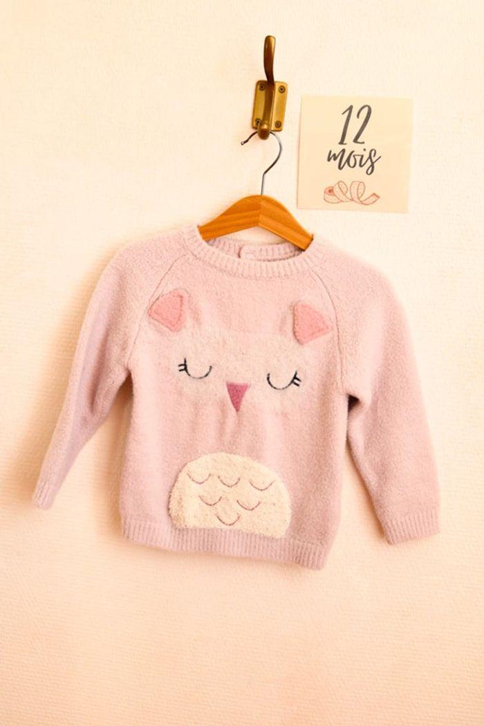 Pull hibou rose, Primark, 12 mois - photo numéro 1