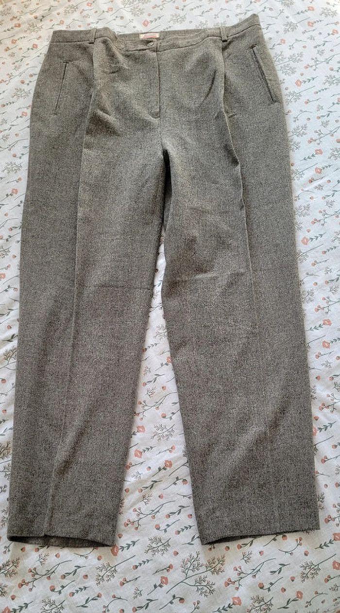 Pantalon tailleur gris droit Vintage Damart - photo numéro 3