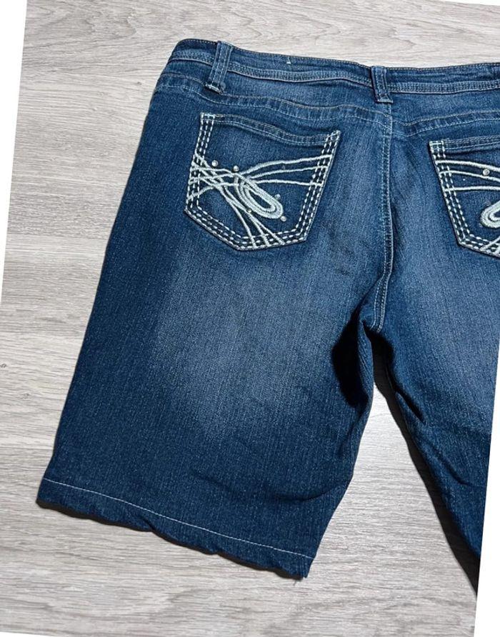 🩳 Short vintage brodé hip hop en jean Bleu Taille S-M 🩳 - photo numéro 13