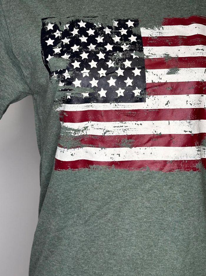 Tee Shirt kaki drapeau USA 🇺🇸 Gildan taille 36 - photo numéro 2