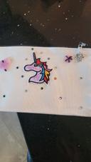 Trousse en tissus enfant, licorne brillante