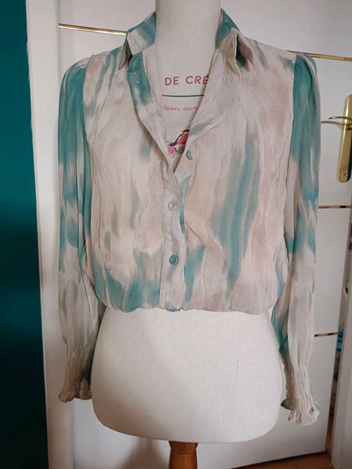 Chemise fluide tie and dye écru turquoise beige taille S majolica - photo numéro 9