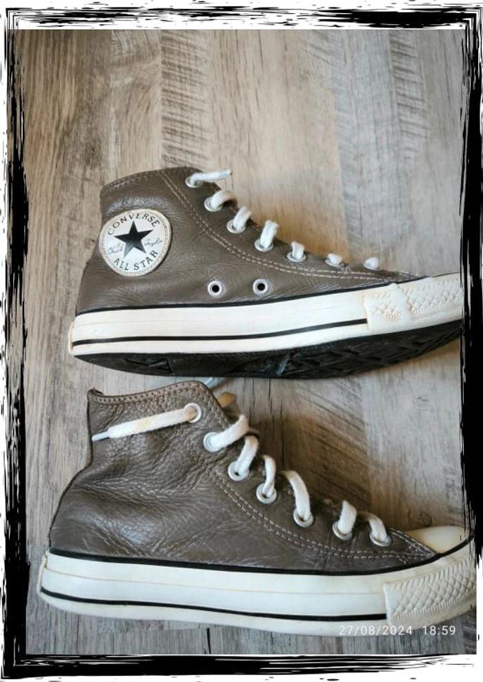 Basket   Converse en cuir gris foncé pointure 37 - photo numéro 3