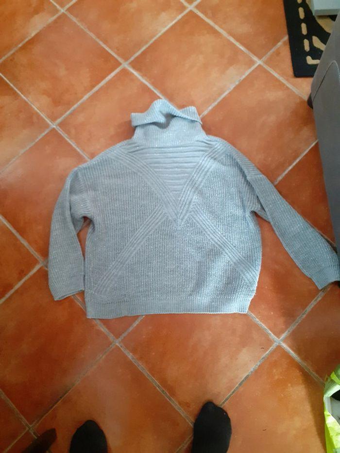 Pull gris col roulé M - photo numéro 1