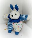 Peluche doudou lapin bunnies Bunny rabbit bleu blue blanc white rayure poids collerette berchet