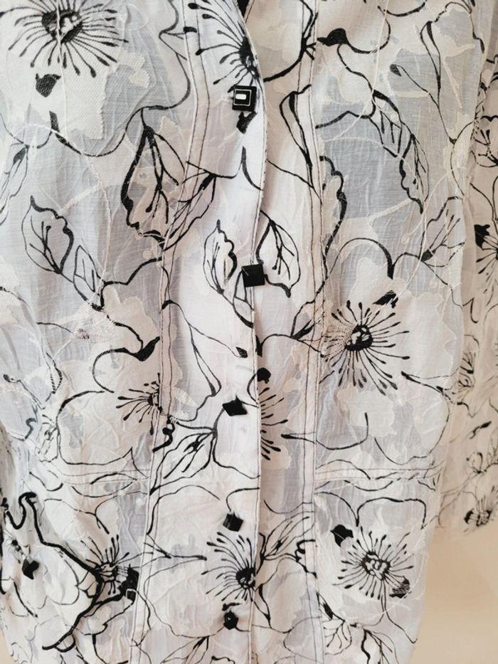 Chemisier fleurs monochrome noir blanc Christine Laure Taille 42 / XL - photo numéro 5