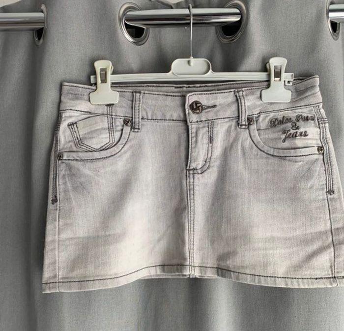 Mini jupe jeans gris - photo numéro 1