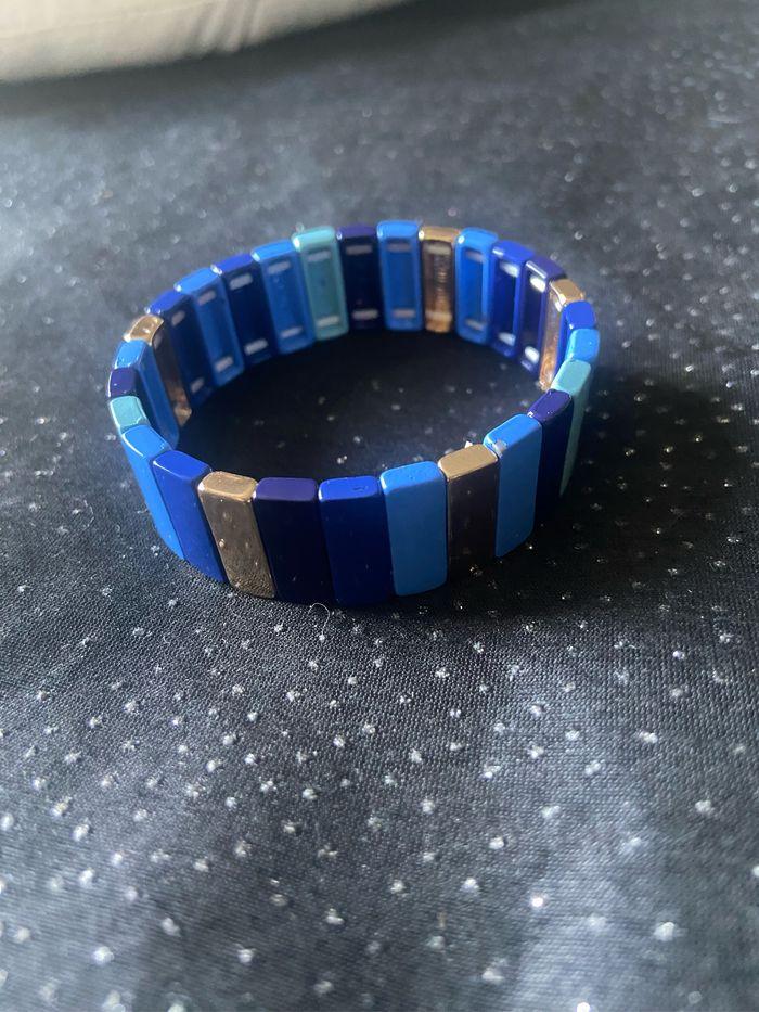 bracelet jonc bleu doré