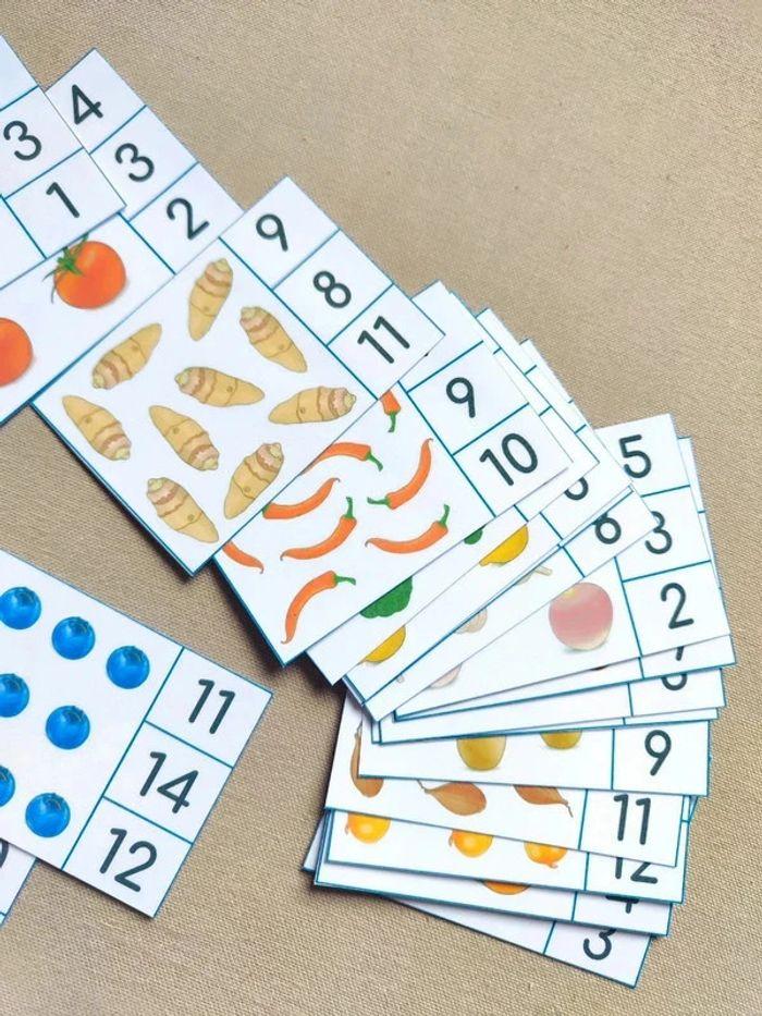 24 Cartes à pinces fruits et légumes pour compter - photo numéro 6