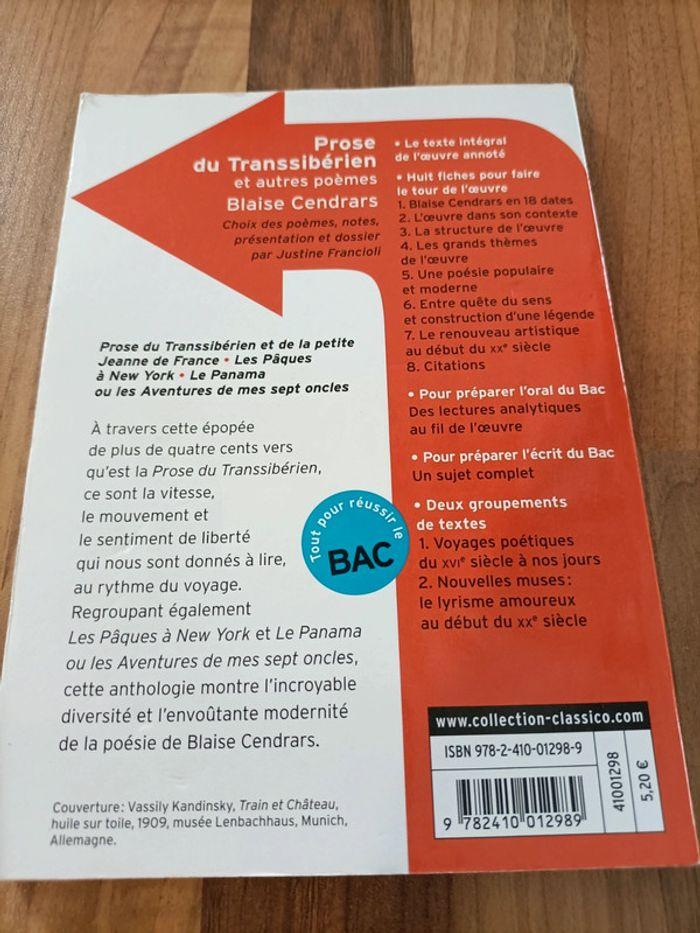 Livre Prose du Transibérien de Blaise Cendars Bac français 📚 - photo numéro 2