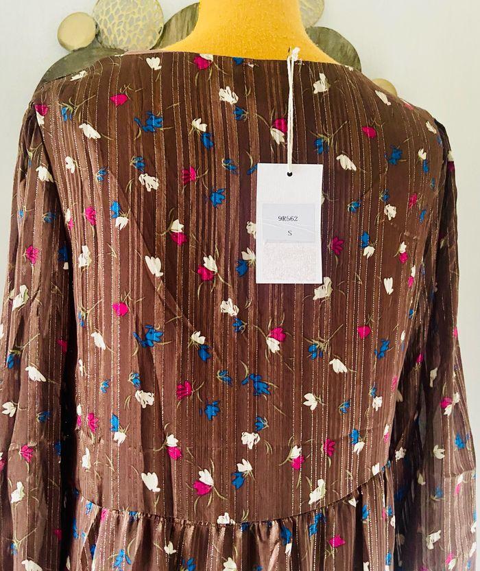 Robe chocolat motifs fleurs Season taille S/M neuve avec étiquette - photo numéro 6