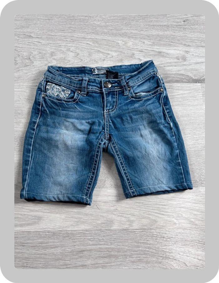 🩳 Short vintage brodé en jean  Bleu Taille XXS 🩳 - photo numéro 2