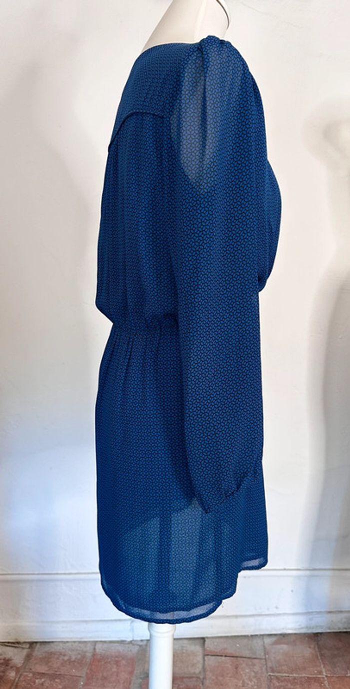 Robe voile bleu imprimé noir Etam taille 38 - photo numéro 7