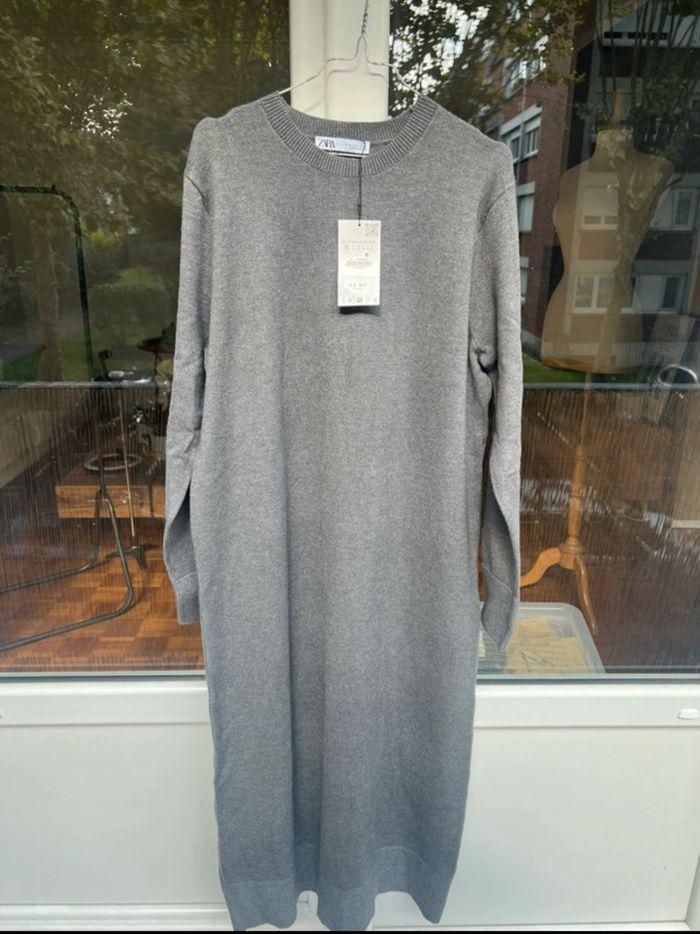 Robe pull maille gris Zara - photo numéro 1