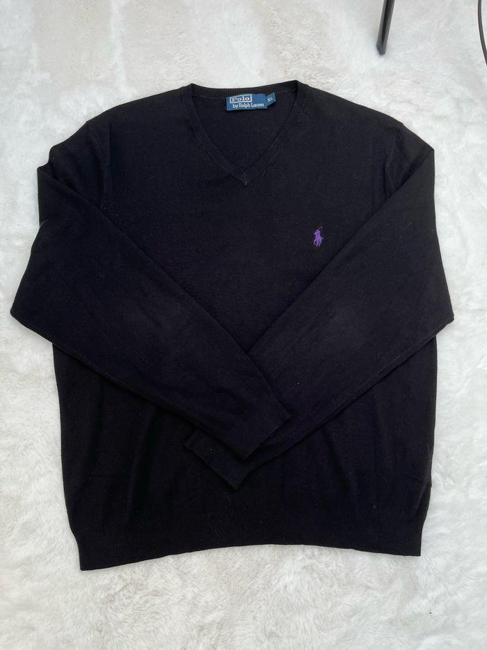 Pull Ralph Lauren noir avec logo violet taille XL - photo numéro 2