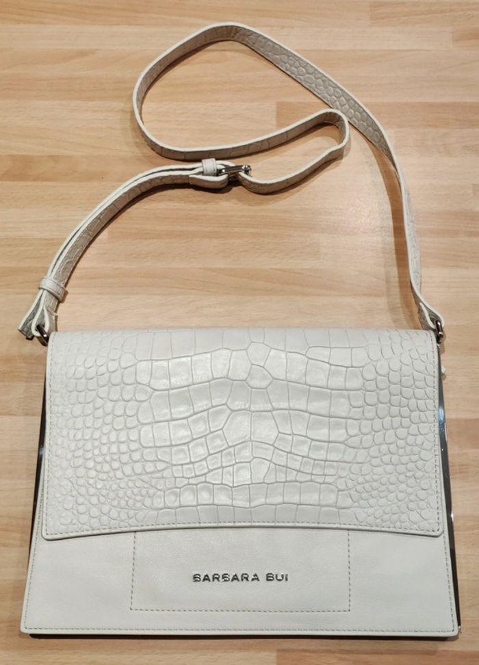 Sac pochette Barbara Bui, croco crème, en 100% cuir de veau, neuf - photo numéro 5