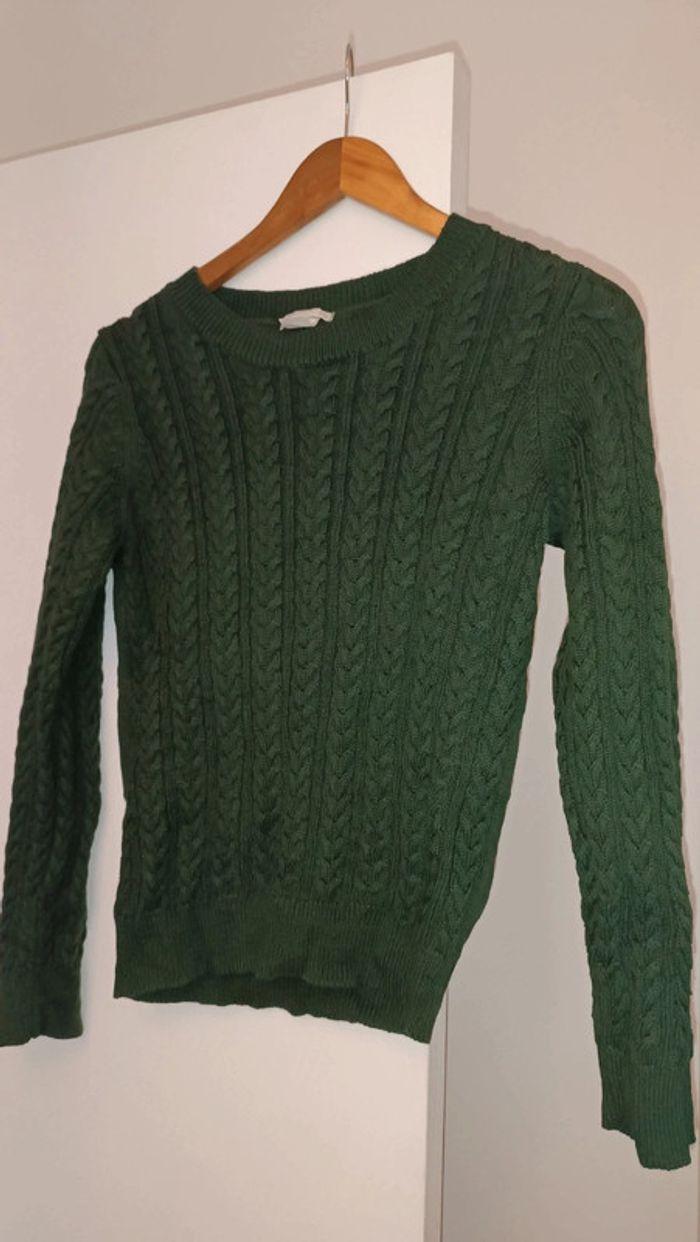 Pull hiver femme taille s vert sapin H&M Basics - photo numéro 1