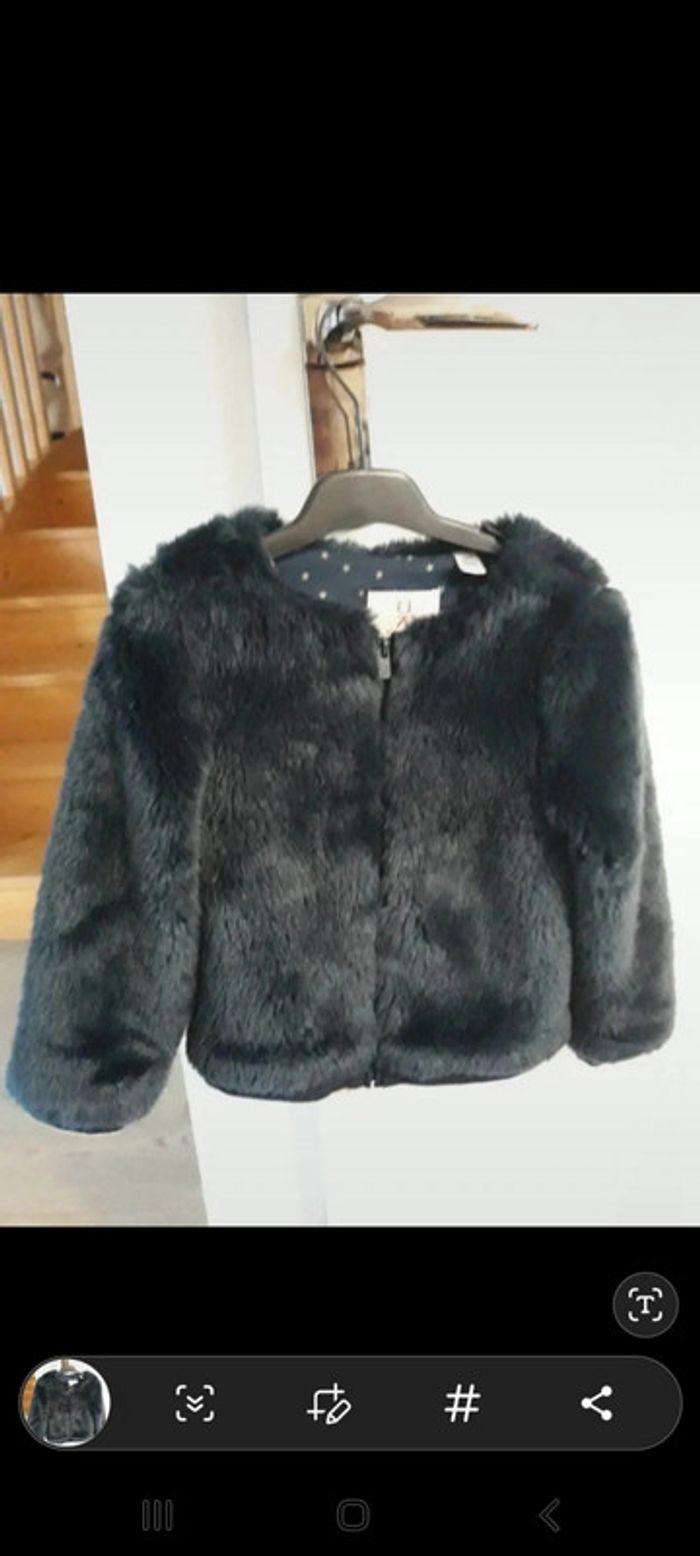 Blouson en fausse fourrure Okaidi Bleu Navy 4 ans - photo numéro 1