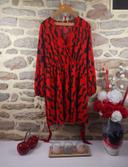 Robe manches bouffantes rouge et noire Femme taille 52 marque Boohoo 🍓