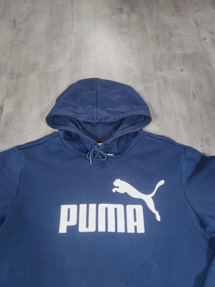 Sweat à Capuche Puma Bleu Marine Logo Floqué Blanc Taille S Homme - photo numéro 2