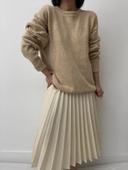 Oversized pull long beige soie et coton