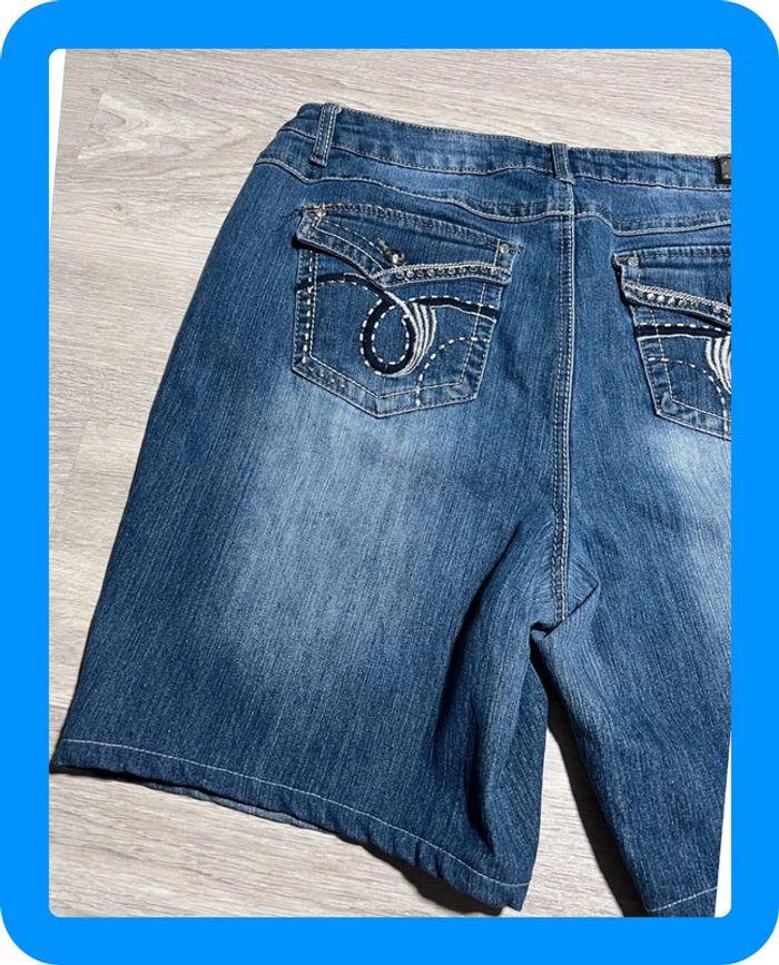 🩳 Short vintage brodé hip hop en jean Bleu Taille XL 🩳 - photo numéro 14