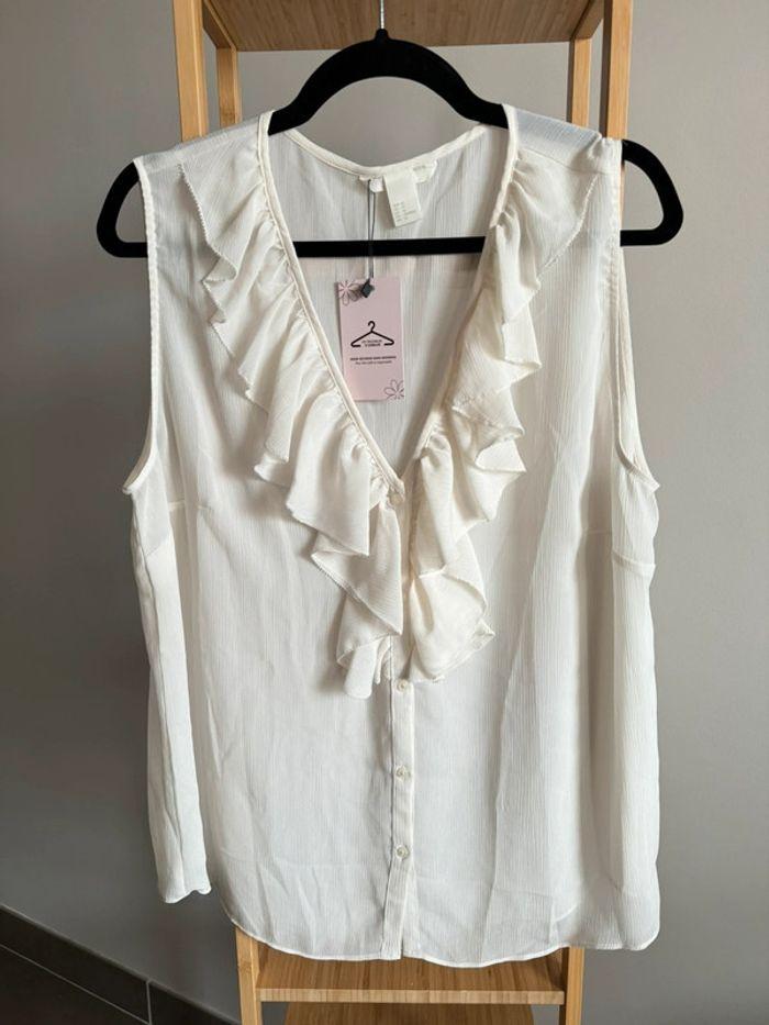 Top H&M voilage blanc Taille 46 - photo numéro 1