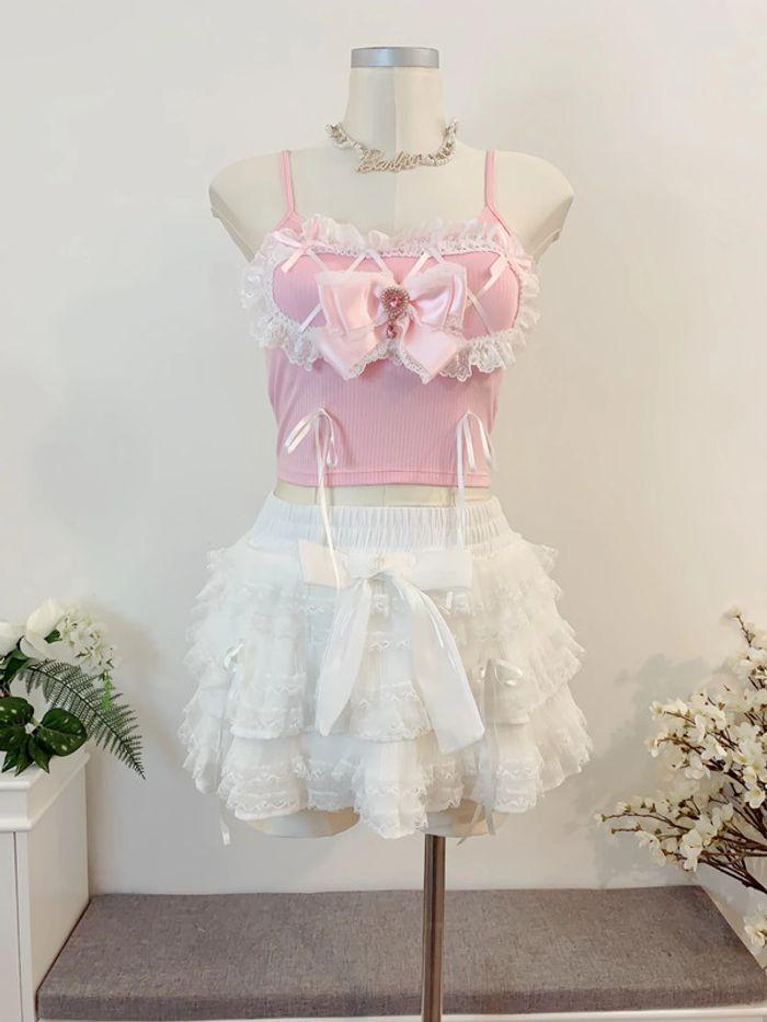 Top débardeur rembourré Barbie Pink Cute Kawaii Manga Anime Cosplay Lolita Princesse - photo numéro 2