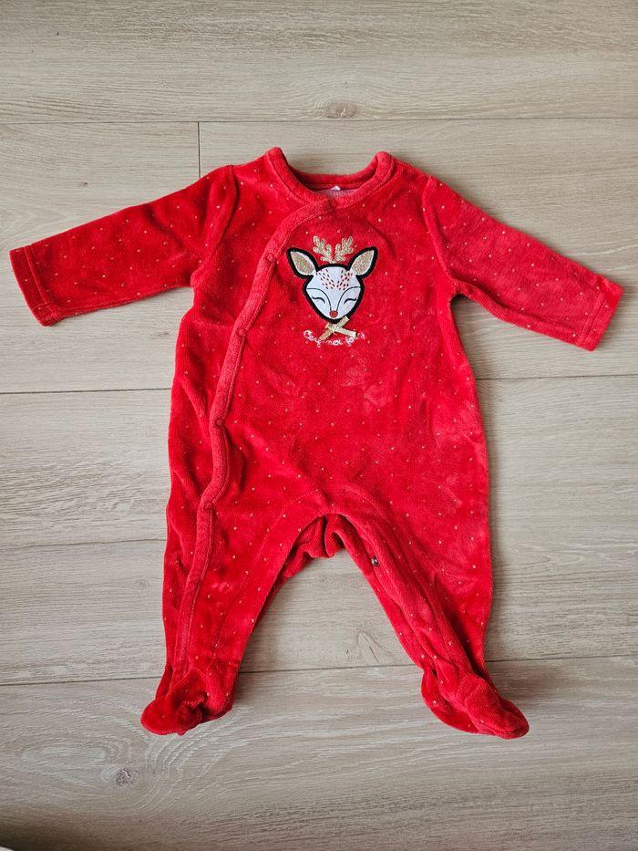 Pyjama velours  bébé Orchestra  Noël "Cerf moi fort" - 1 mois (54 cm) - photo numéro 1