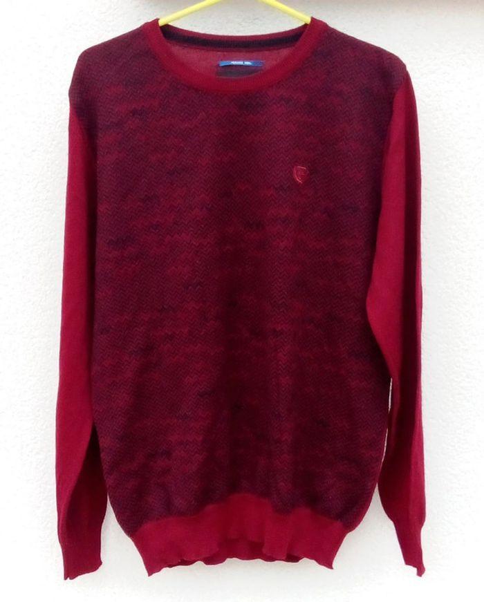 Pull Bordeaux et noir en Mérinos de la marque Benson & Cherry taille L - photo numéro 7