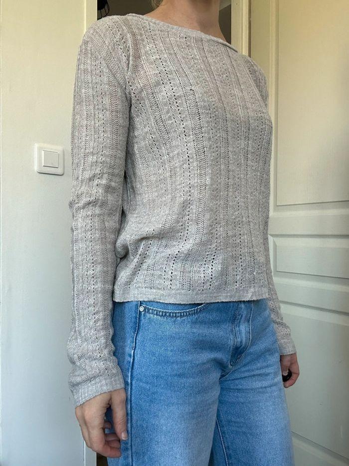 Pull beige ajouré Bershka taille 40 💖 - photo numéro 2